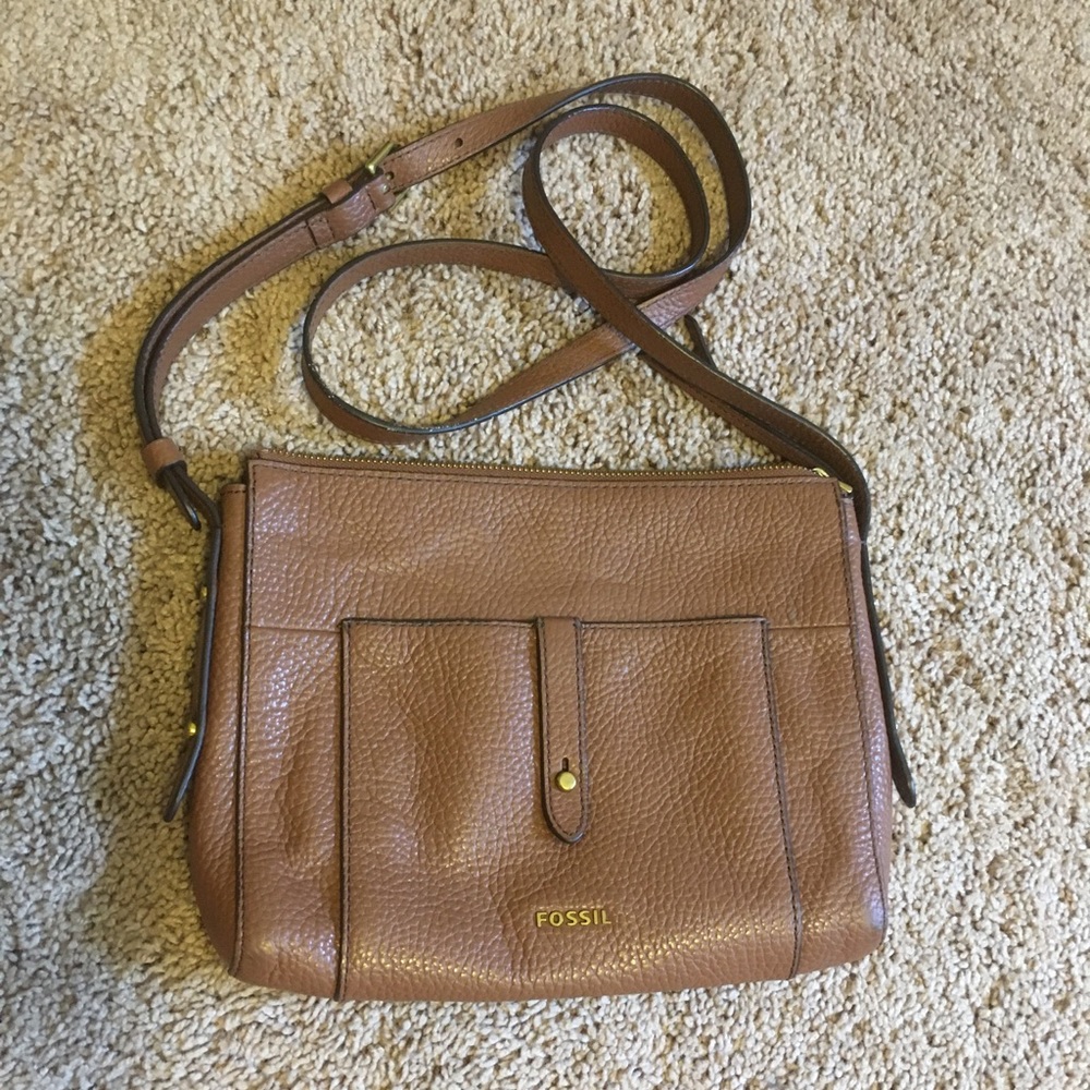 Fossil Brown Leather Crossbody